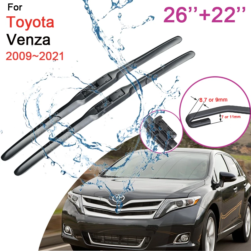 

Car Front Windshield Wiper Blades for Toyota Venza AWD SUV Hybrid EV LE XLE 2009~2021 Snow Scraping Rubber Frameless Accessories