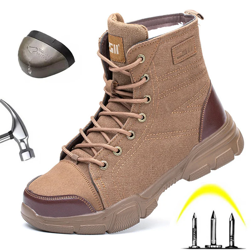 

Labor insurance shoes for men and women anti-smashing steel toe cap high-top work protective boots insulated shoes