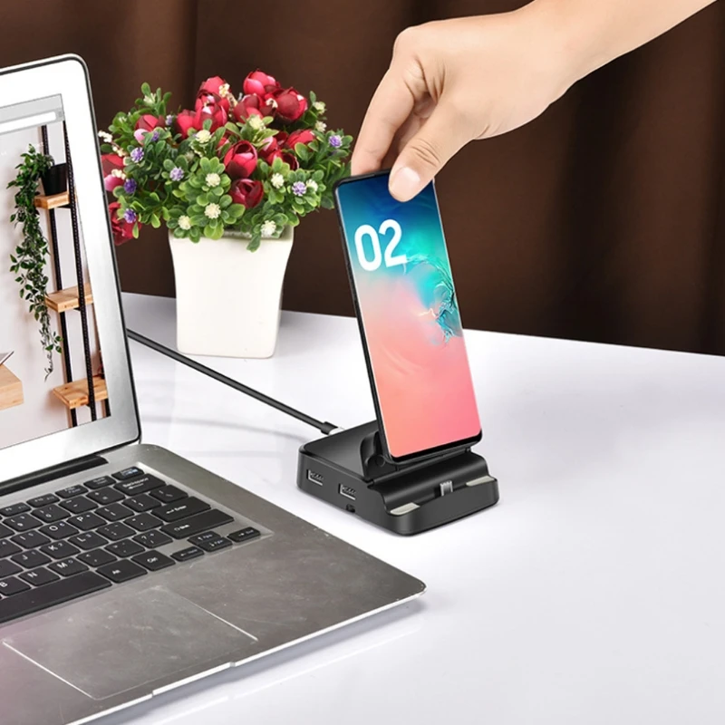 

Multifunctional 8-in-1 Type C USB SD/TF Card Docking Station HDMI-compatible Cellphone Stand for Mobile Phone and Tablet 40JB