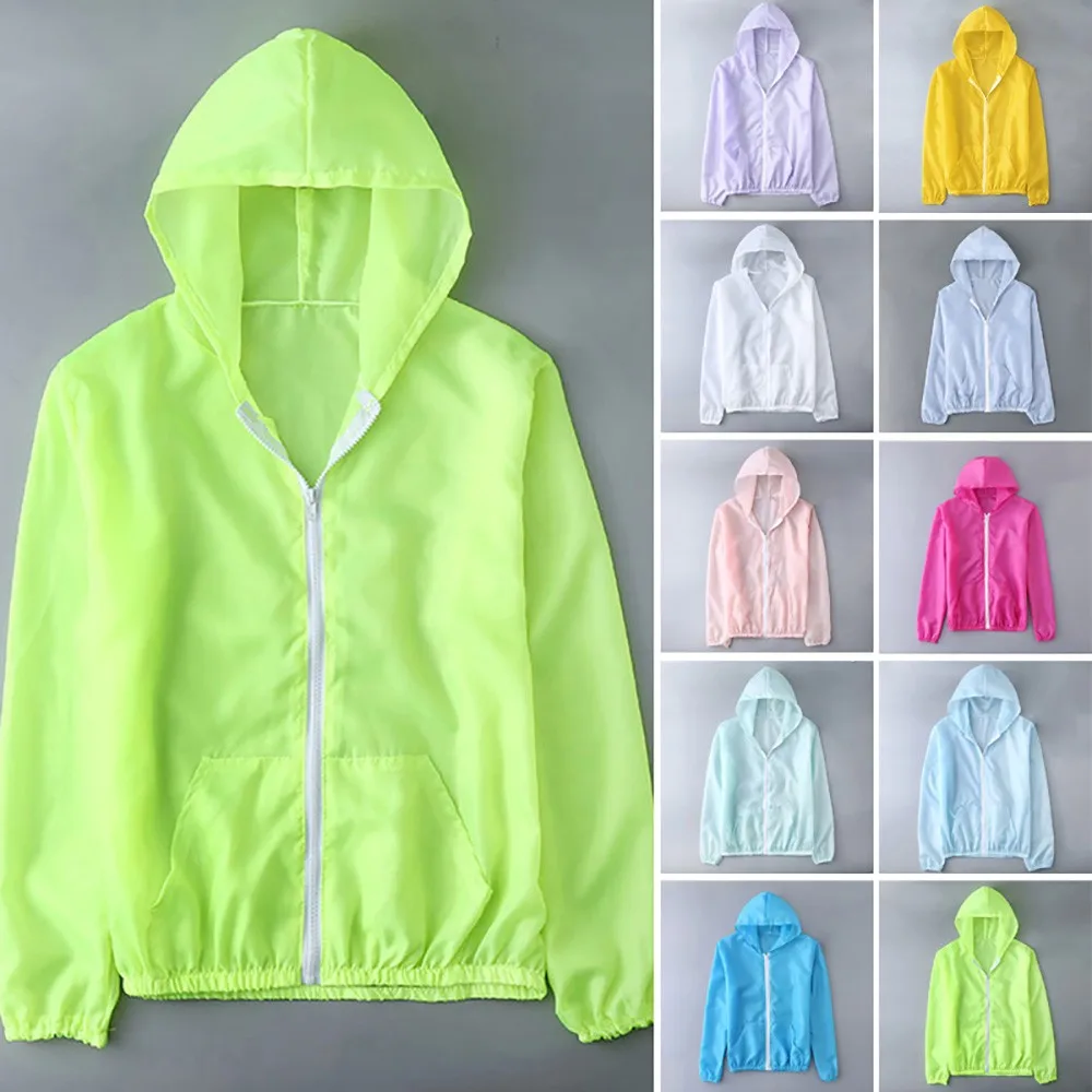

Women's Casual Sunscreen Hooded Outdoor Sun-Protective UV Jacket Sport Run Coats Summer Jacket Hooded Sunscreen Hooded