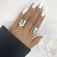 hot selling personality pundi chain combination butterfly ring creative punk open one piece index finger ring