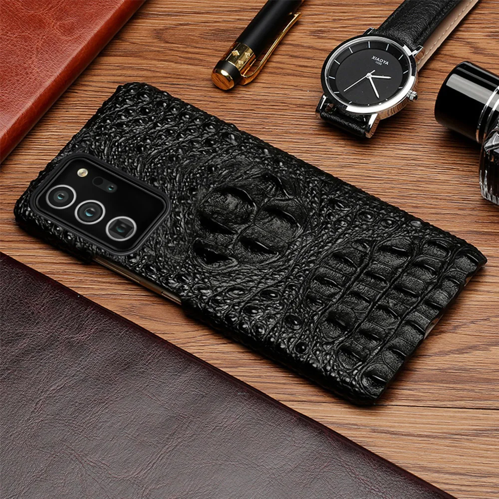 

LANGSIDI Luxury Crocodile phone case For samsung Galaxy note 20 ultra note 10 plus a51 a71 Genuine leather back shockproof cover