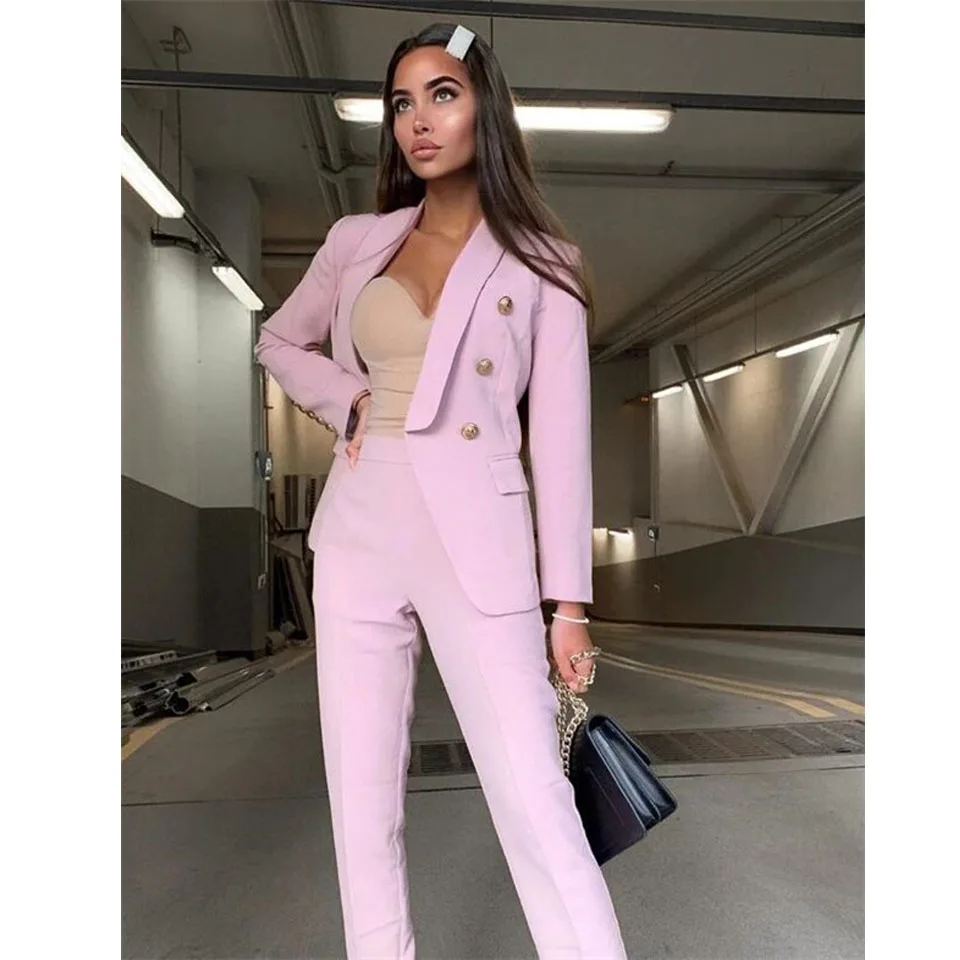 

Pink Shawl Women Blazer Suits Jacket Fashion Ladies Pantsuit Costumes Womens Suits Blazer with Pants for Party Groom Custom Made