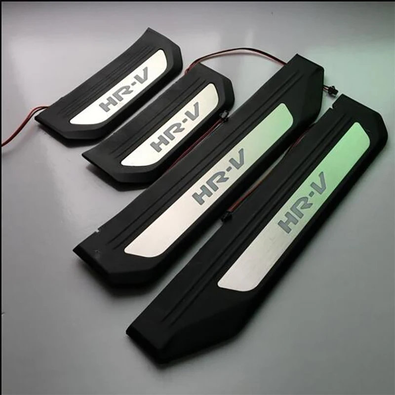 auto part stainless steel led scuff plate door sill guards thresholds cover trims 4pcs fit for honda hrv hr v 2014 2015 2017 free global shipping
