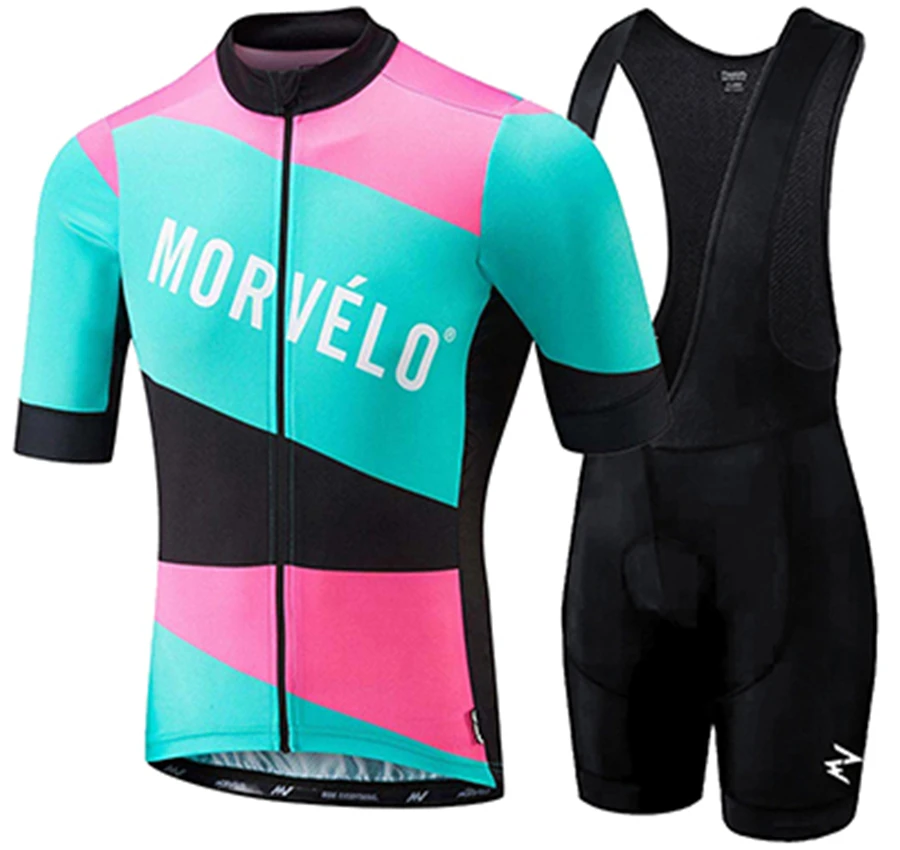 Morvelo Men Summer Clothing cycling Clothes kits short sleeve bib shorts men's Breathable Bib Shorts maillot ciclismo set