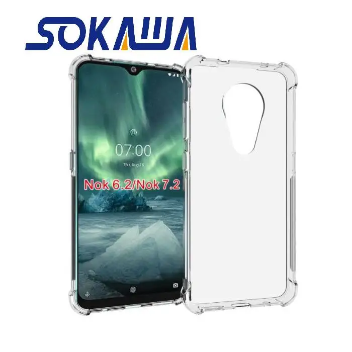 Для Nokia 7 2 и 6 прозрачный чехол + мягкий гелевый силиконовый из закаленного стекла