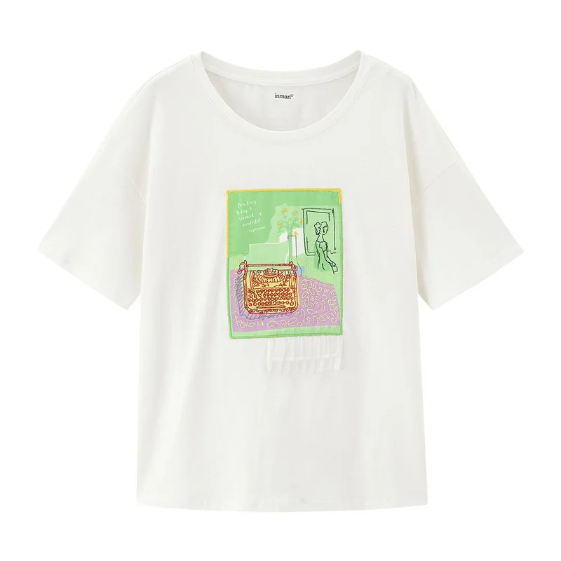 INMAN летняя эластичная хлопковая Свободная Повседневная футболка с короткими