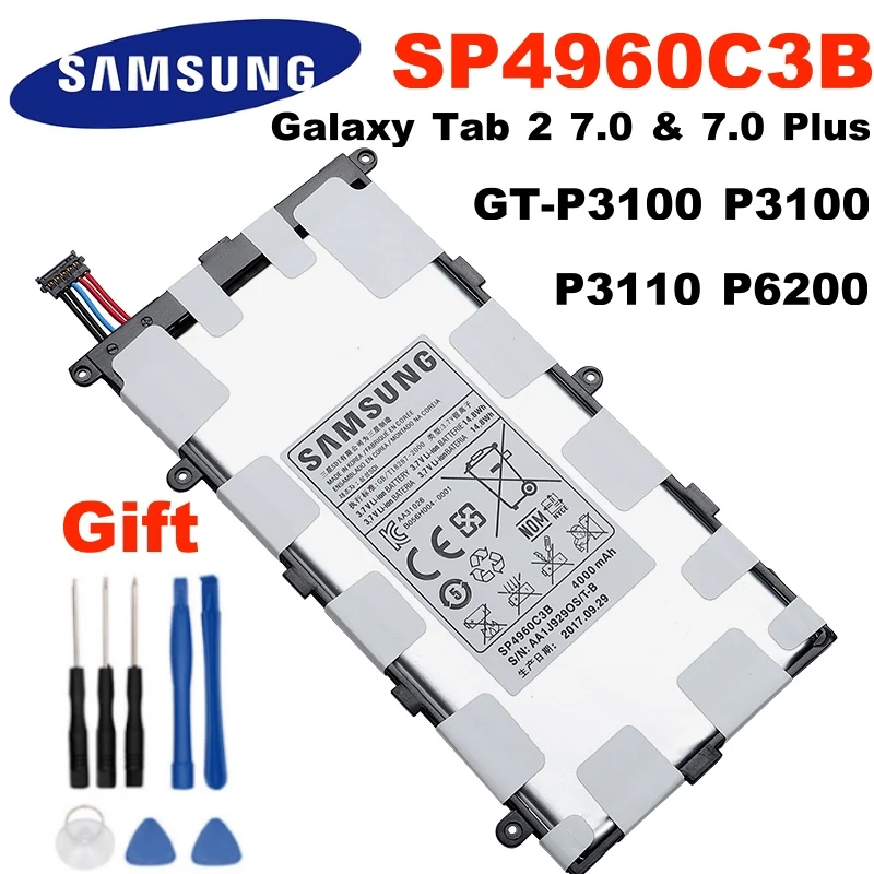 Оригинальный высококачественный аккумулятор Samsung SP4960C3B для GALAXY Tab 7 0 Plus P3110 P3100 P6200