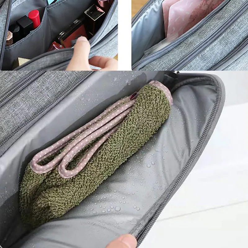 Travel Toiletry Storage Bag Dry Wet Separation Organizer with 3 Zipper Compartments Pockets Makeup Cosmetics Bags |