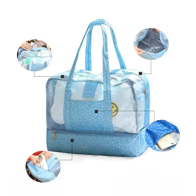 

Dry Wet Separation Swimming Beach Bag With Zip Women Beach Tote Bags Waterproof Travel Bag Holiday
