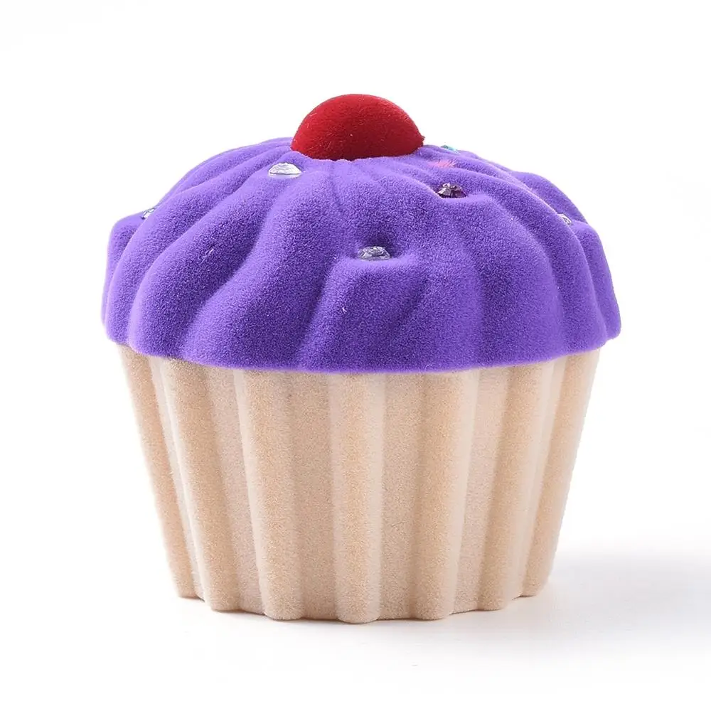 10pcs purple hot pink cup cake shape velvet jewelry gift boxes portable jewelry storage case for ring earrings necklaces 6x5 8cm free global shipping