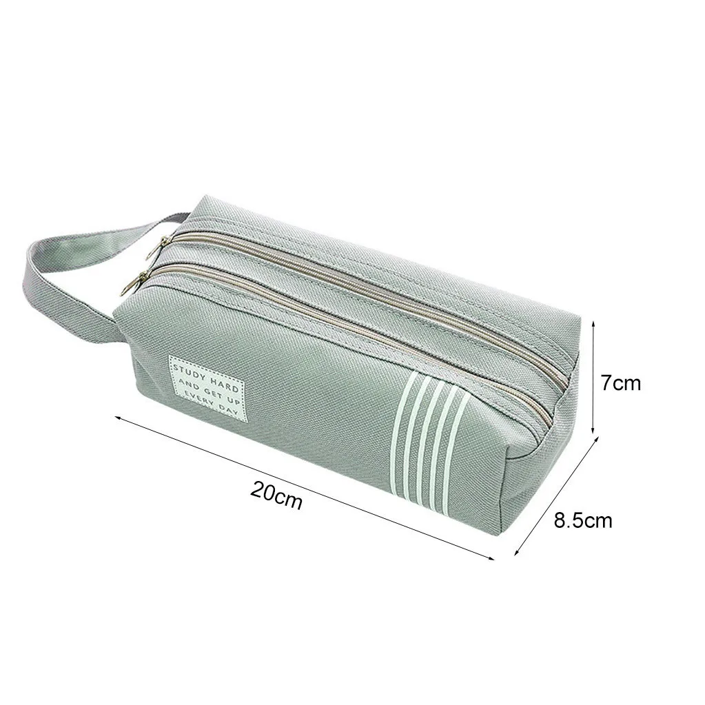 Двойной Слои большой Ёмкость из парусины застежка-молния карандаш чехол каваи