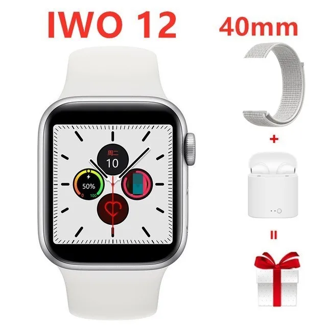 White set 2 Прямая IWO 12 40 мм ЭКГ сердечного ритма женские умные часы серии 5 1:1 для Apple IOS Android умные часы iwo 11 8 плюс 9 10 - Цвет: White set 2