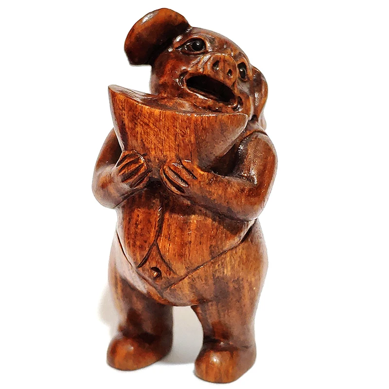 

Y6471-Коллекционная 20 лет 2 "ручной изделия из резного черного дерева из древесины крепкой породы нэцкэ-богатых свинья