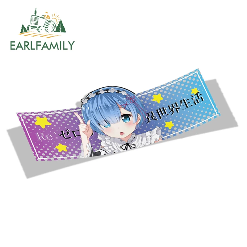 EARLFAMILY 3D Автомобильная наклейка для Re-zero Slap, аниме виниловые наклейки на заднее лобовое стекло, наклейка на багажник, водонепроницаемые автомобильные аксессуары