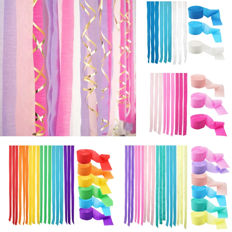 3/6 рулонов 22M длинные узкие ленты из крепированной бумаги DIY Бумажная гирлянда