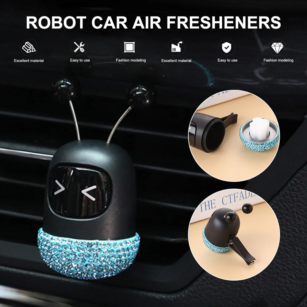 

Robot Car Air Fresheners Aromatherapy Perfume with Clip Car Bling Rhinestone Interior Decoration Accessories Gifts Dropshipping