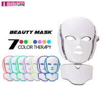 7 colors led face mask with neck photon therapy facial mask machine anti acne whitening skin rejuvenation cosmetology apparatus