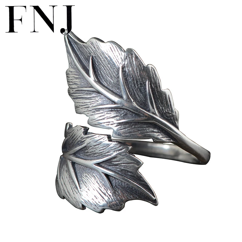 

Женское кольцо с листьями FNJ, из серебра 925 пробы, регулируемого размера
