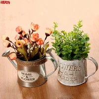 1pc vintage metal iron keg flower pot hanging balcony garden plant planter creative home decoration watering can
