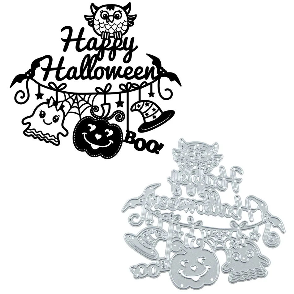 InLoveArts Счастливого Хэллоуина сова металлические Вырубные штампы для