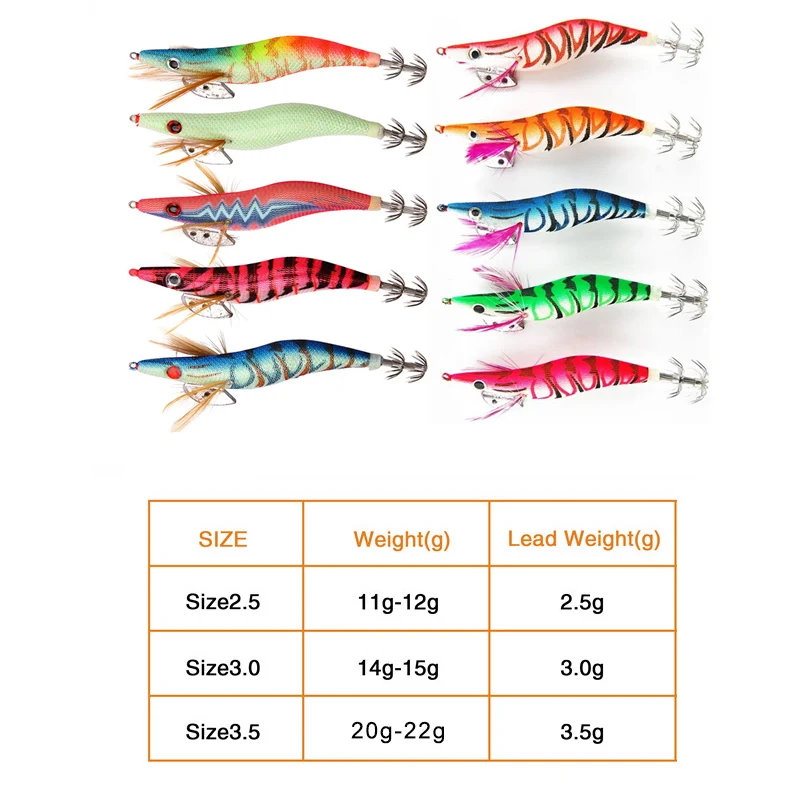 10 шт. приманка в виде кальмара бронзовых морских рыболовных крючков деревянная