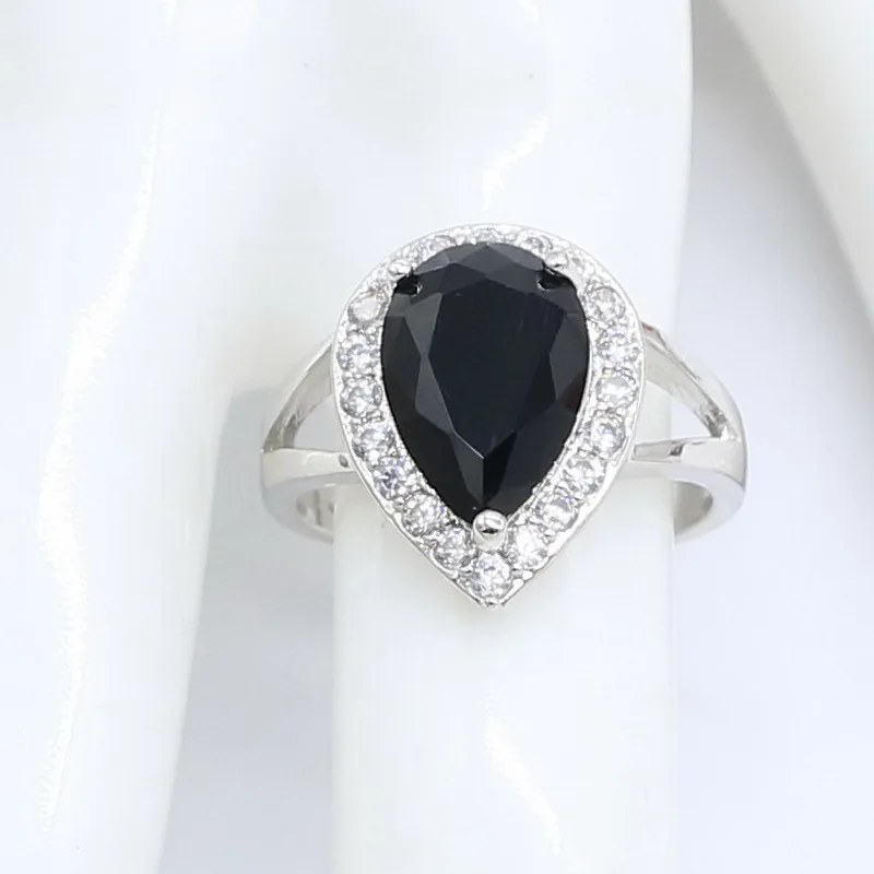 Женское кольцо из серебра 925 пробы с черным топазом | Украшения и аксессуары