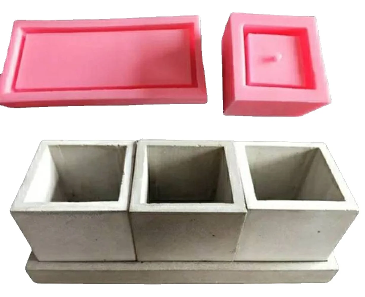 

Square Flower Pot Pen Holder Cement Candlestick Molds Silicone Concrete Plant Planter Mould 3D Cake Decorating Mould