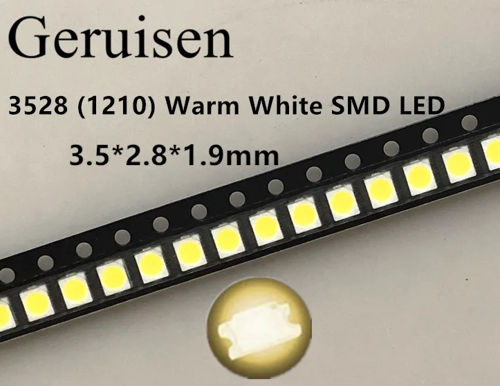 100 шт./лот SMD LED диоды 3528 1210 диод набор зеленый красный теплый белый лед синий