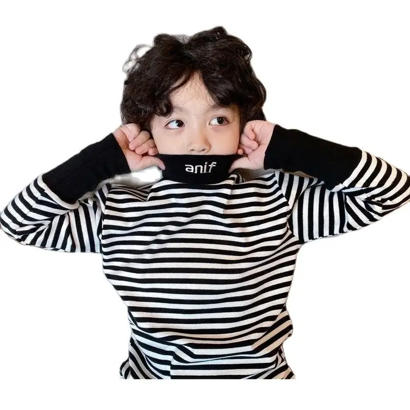 

VIDMID Children's wear boys long sleeve top kids children T-shirt stripe bottoming t-shirt clothes P5496