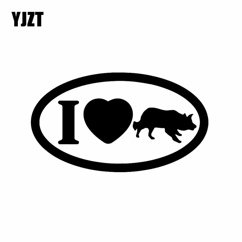 YJZT 15.9X8.9CM с надписью I Love колли автомобиля Стикеры виниловые наклейки в виде