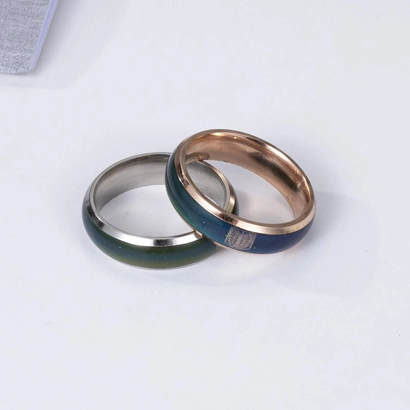 

Anime Attack On Titan Stainless Steel Ring Wings Of Liberty Flag Temperature Change Color Finger Rings For Men Women wholesale