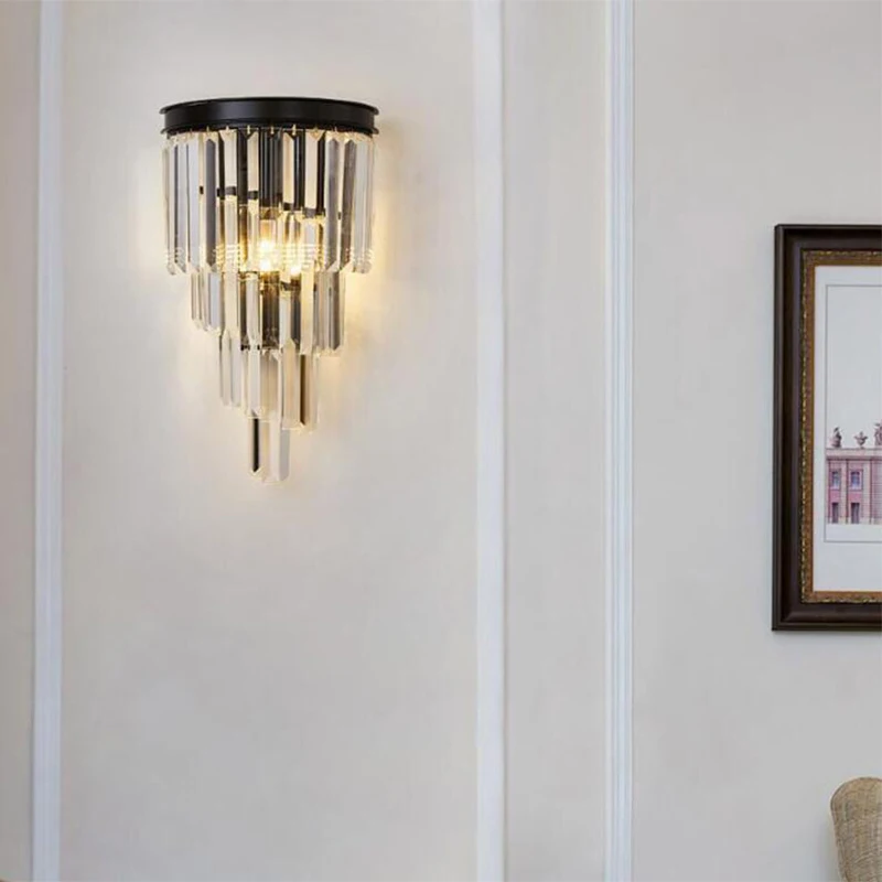 

Nordic bedroom bedside lamp study living room wall balcony light creative light luxury modern minimalist crystal wall lamp