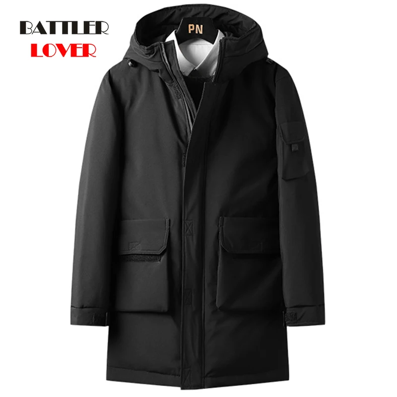 

Winter White Duck Down Hooded Jackets For Men 2021 Fashion Thick Warm Parkas Coats Male Casual Waterproof Down Overcoats Unisex