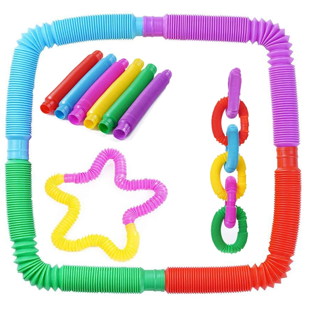 

Fidget Toys Colorful Plastic Tube Popits Circle Funny Early Development Educational Folding Toy Sensory Anti Stress Kids Gift