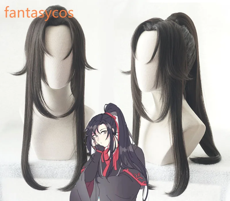 Мультяшный гроссмейстер демонического культивирования Wei Wuxian косплей парик для волос фабрика 110 см длинные+ шапка для парика