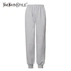 TWOTWINSTYLE спортивные брюки для женщин с высокой талией эластичные серые однотонные минималистичные брюки женские 2022 модная новая одежда