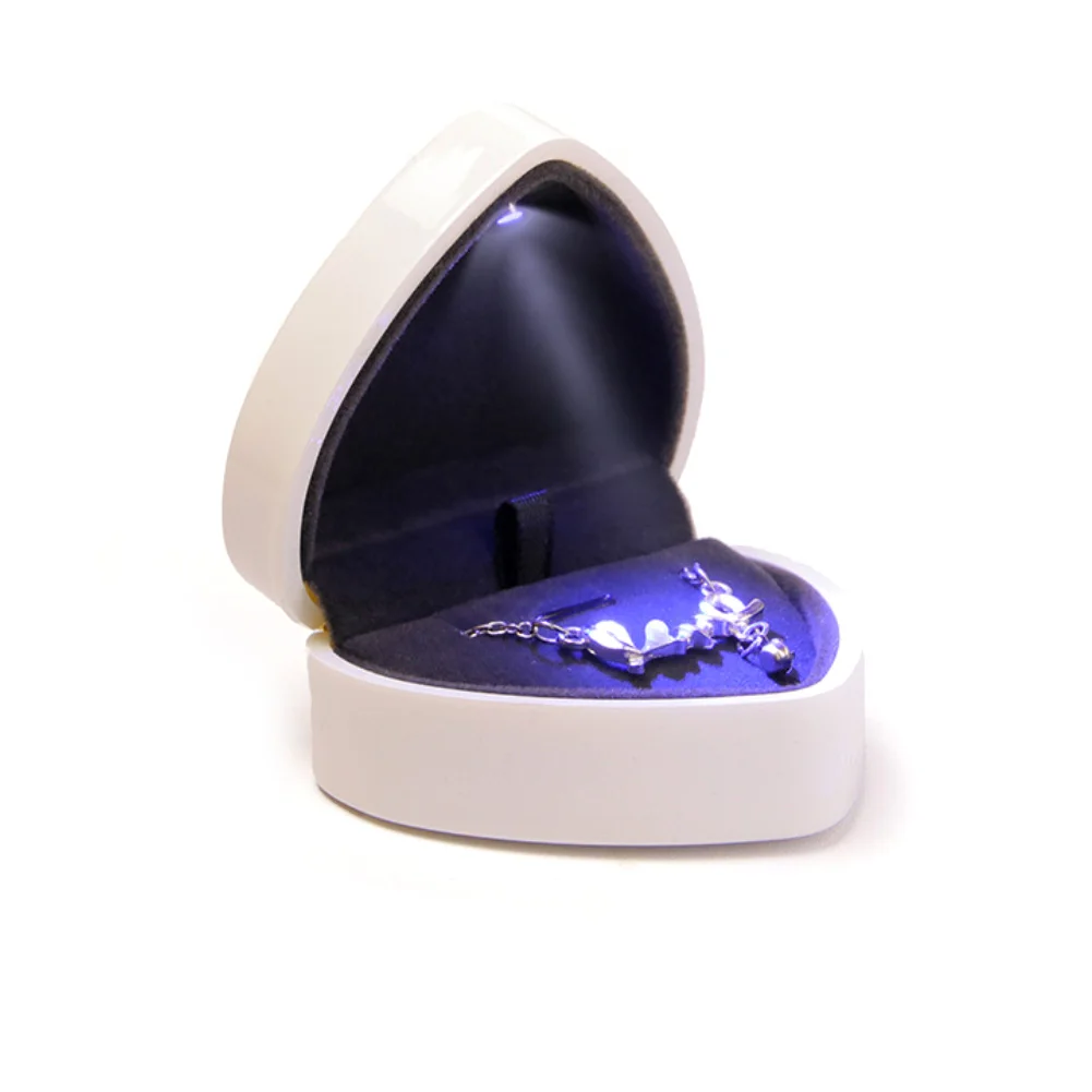 Сердце LED свет обручальное кольцо держатель браслета коробка для хранения