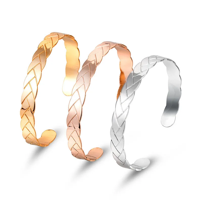 Корейская мода открытый металлический-медный c-веревочный браслет розовое