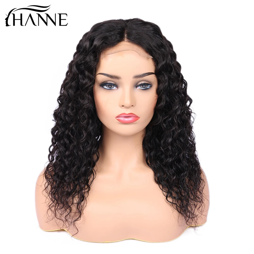 Волосы hanne 4*4 закрытие шнурка L/M/R 3 части парики бразильские Remy парики бесклеевой воды волна шнурка человеческих волос парик для черных женщин