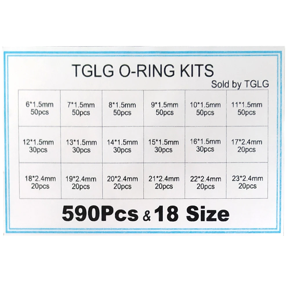590 Единиц (18 Размеров) Толщина 1.5мм 2.4мм Уплотнительное кольцо из нитрилового каучука NBR O-Ring Набор наборов шайбы прокладки.