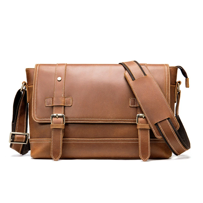 Cow Leather Laptop Bag Men Briefcase 13