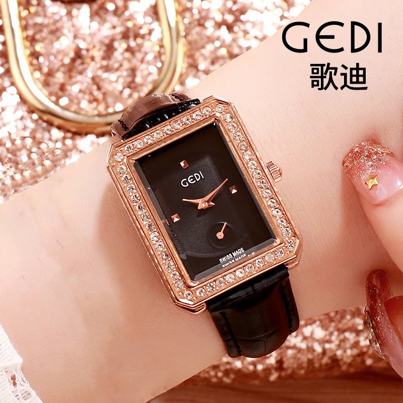 

Высококачественные Модные прямоугольные женские часы, кварцевые роскошные брендовые короткие стильные часы для женщин, женские часы страз...