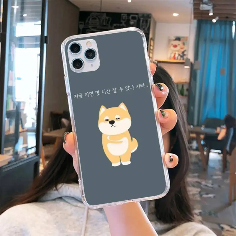 

Japanese cartoon corgi Phone Case Transparent for iPhone 6 7 8 11 12 s mini pro X XS XR MAX Plus se cover funda shell