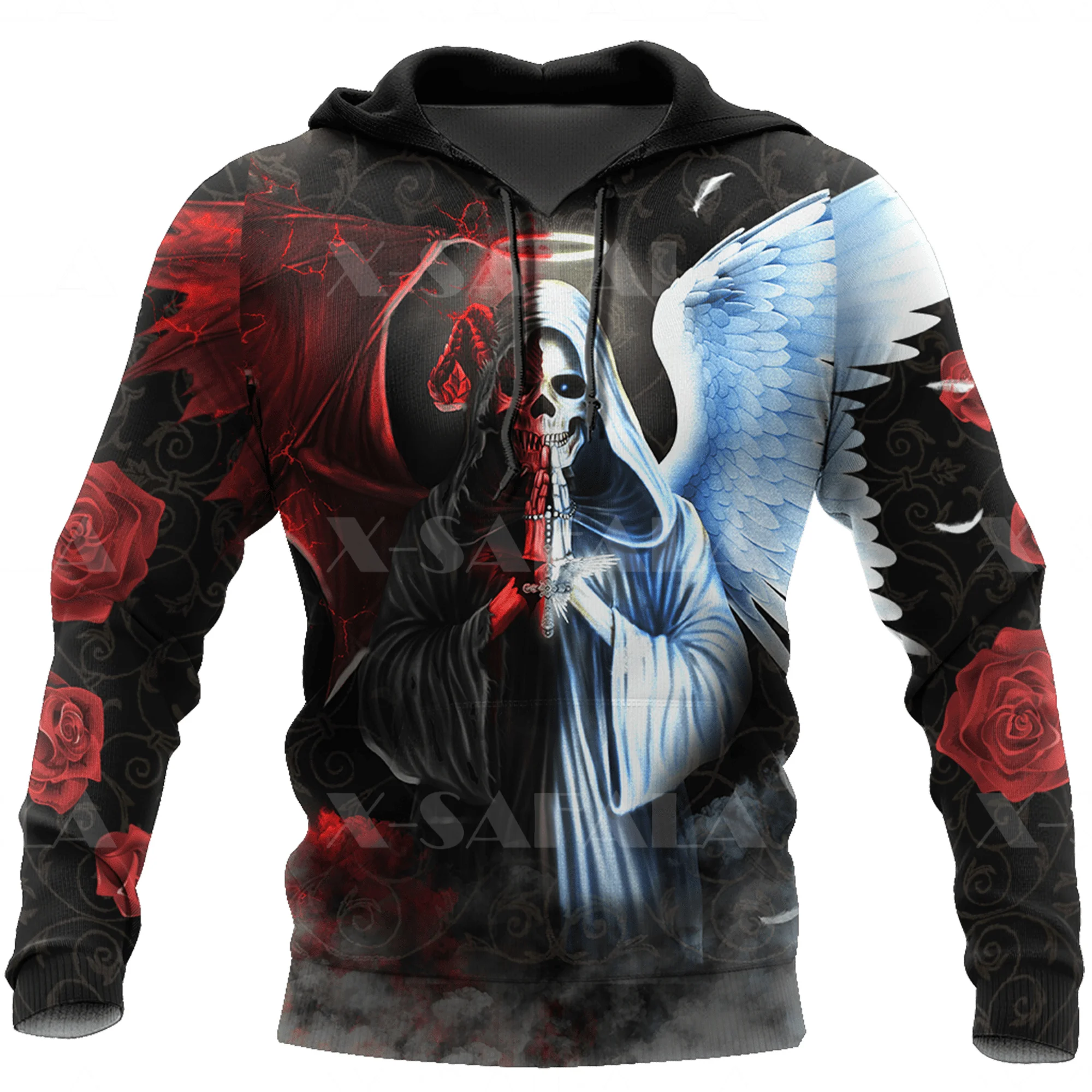 

Толстовка Dark Clould с 3D-принтом черепа дьявола и ангела темноты, мужская и женская верхняя одежда в стиле Харадзюку, пуловер на молнии, свитшот, Повседневная-6