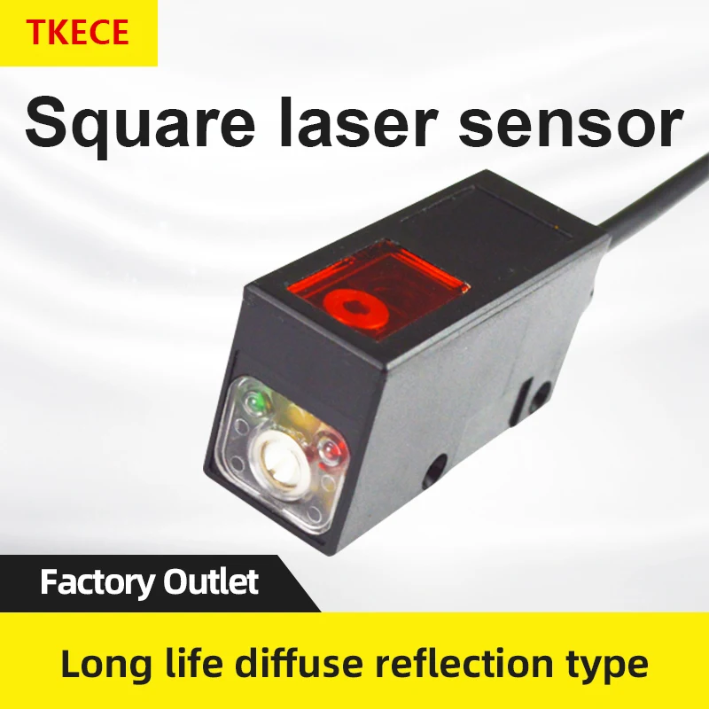 

TKECE Square laser diffuse reflection photoelectric sensor infrared sensor switch SYME3S-L30N1 visible light