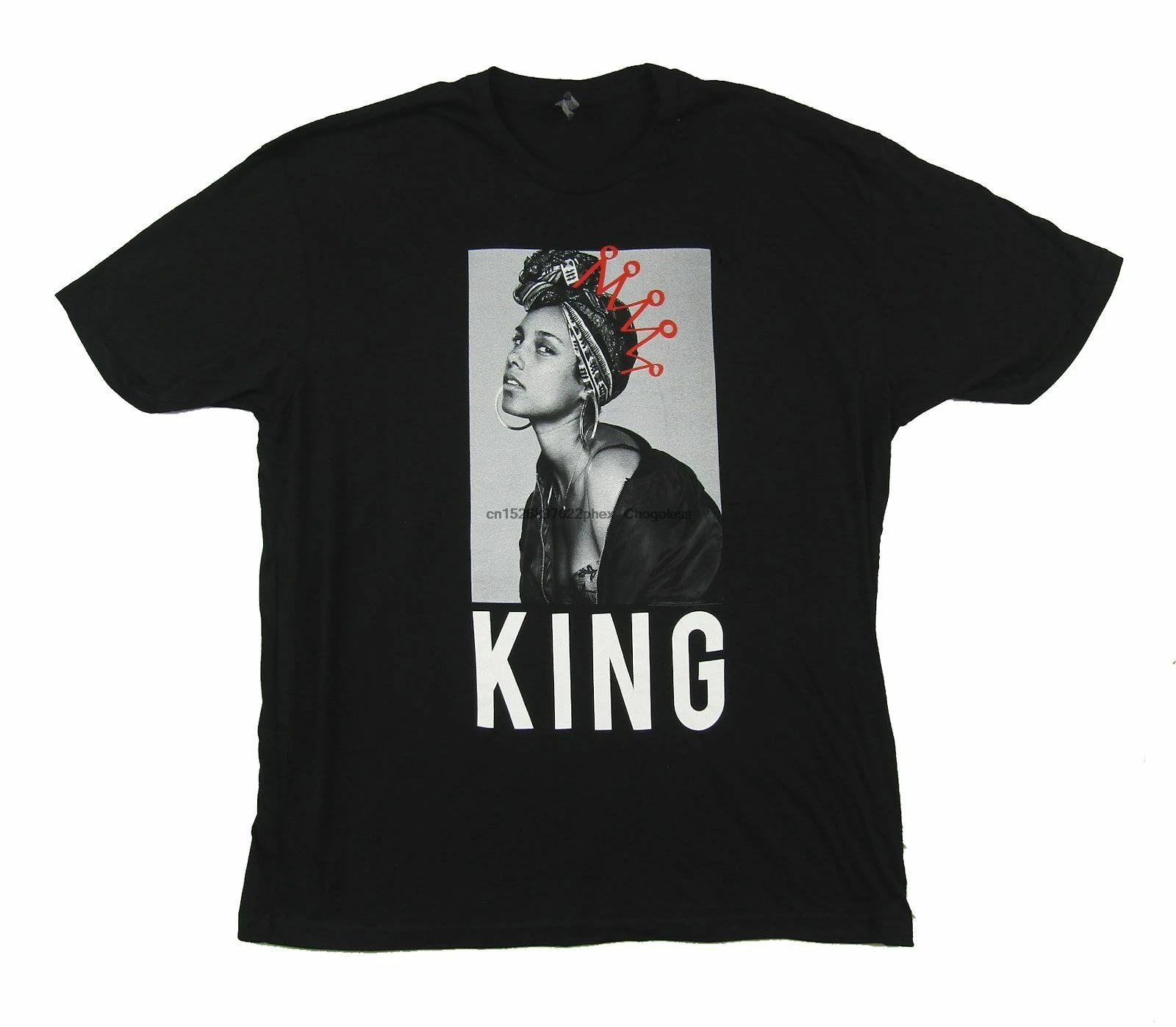Черная футболка Alicia Keys King Crown Pic AKNY новая официальная Merch(1)|Мужские футболки| |