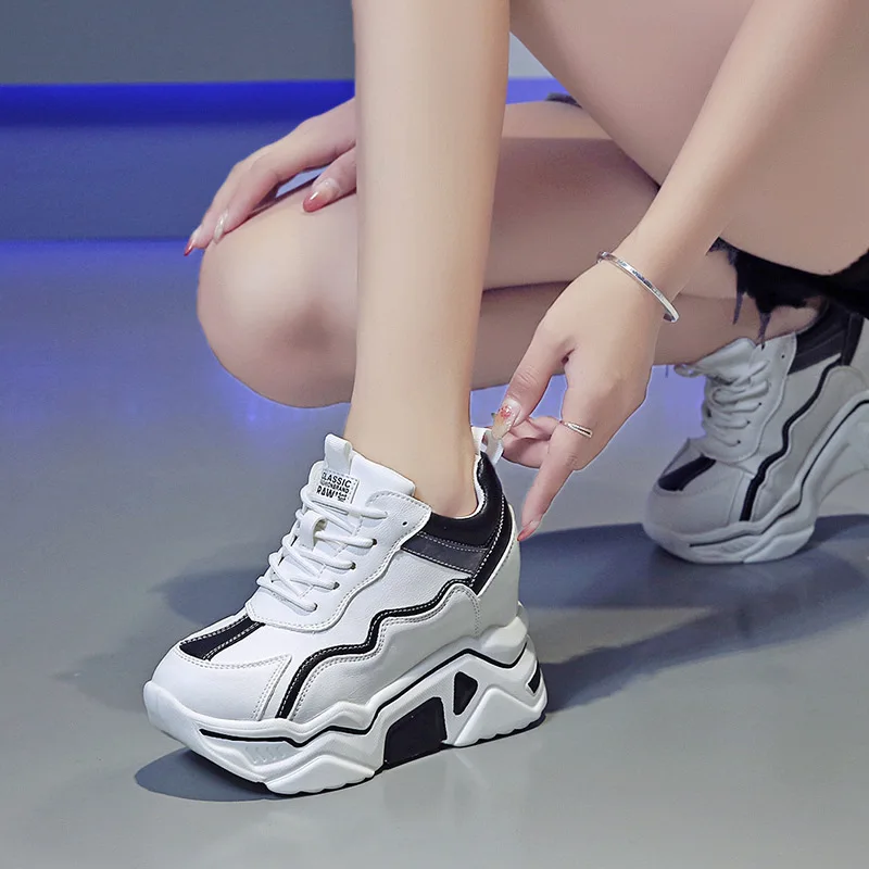 

Chunky High Heel Sneakers Women White Casual Shoes Spring 2021 New Student Platform Sneakers Casual Wedges Shoes Female