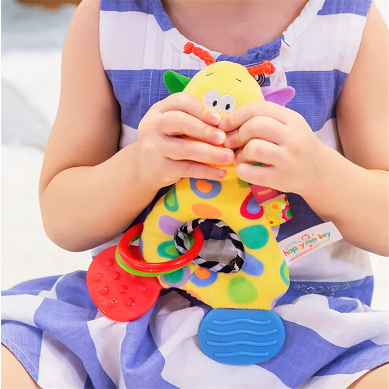 Baby Teether Rattles Grab Ability Training Toys Infant Cartoon Plush Developmental Toddler Hand Bell Dolls игрушки для детей