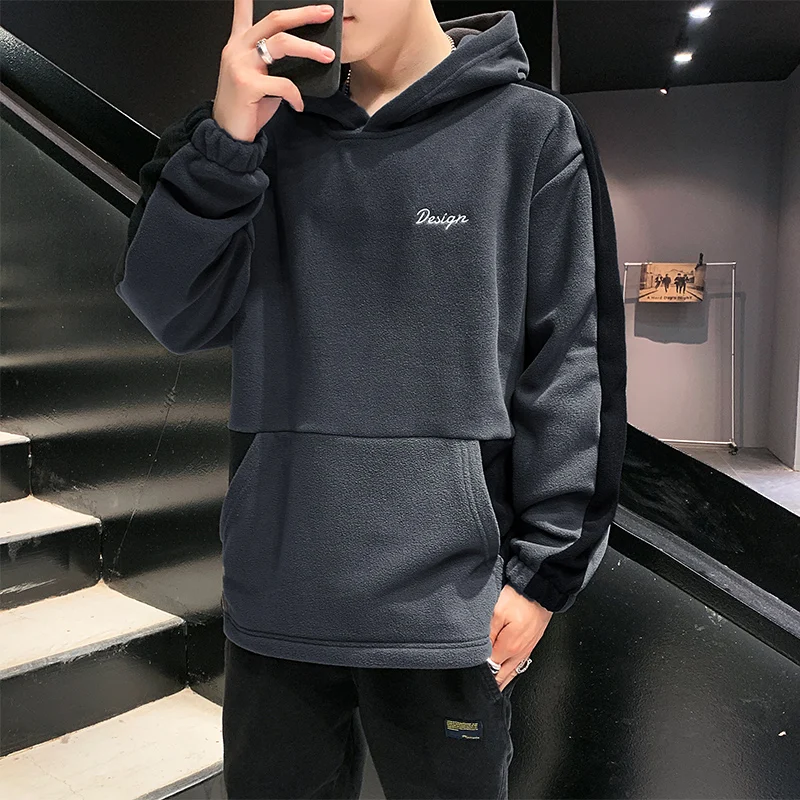 

Men's Sweatshirt Men 2020 Winter Japanese Streetwear Solid Color Black Men sweatshirt fashion pullover cotton Crewneck sweatshir